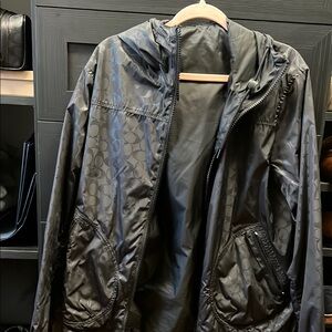Coach Black Windbreaker Jacket Lightweight Water-Resistant